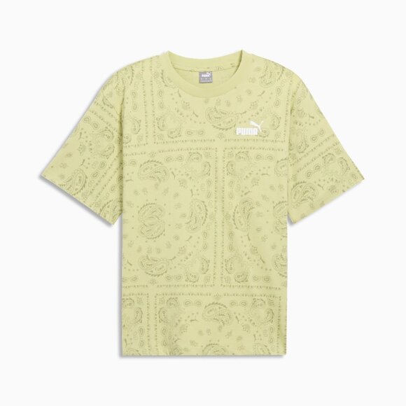 NWT PUMA ESS+ Paisley AOP Stylish Graphic Tee Crew neck T-Shirt Pistachio Green - Picture 1 of 5